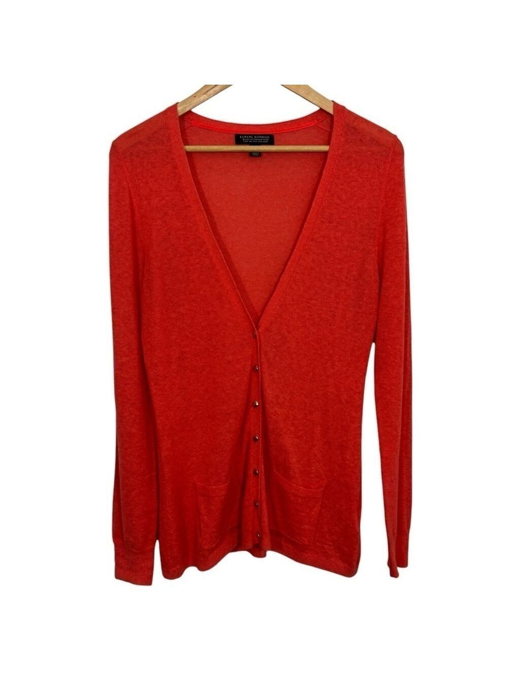 Banana Republic Alpaca Blend Cardigan Womens M Orange Lightweight Sweater VGUC